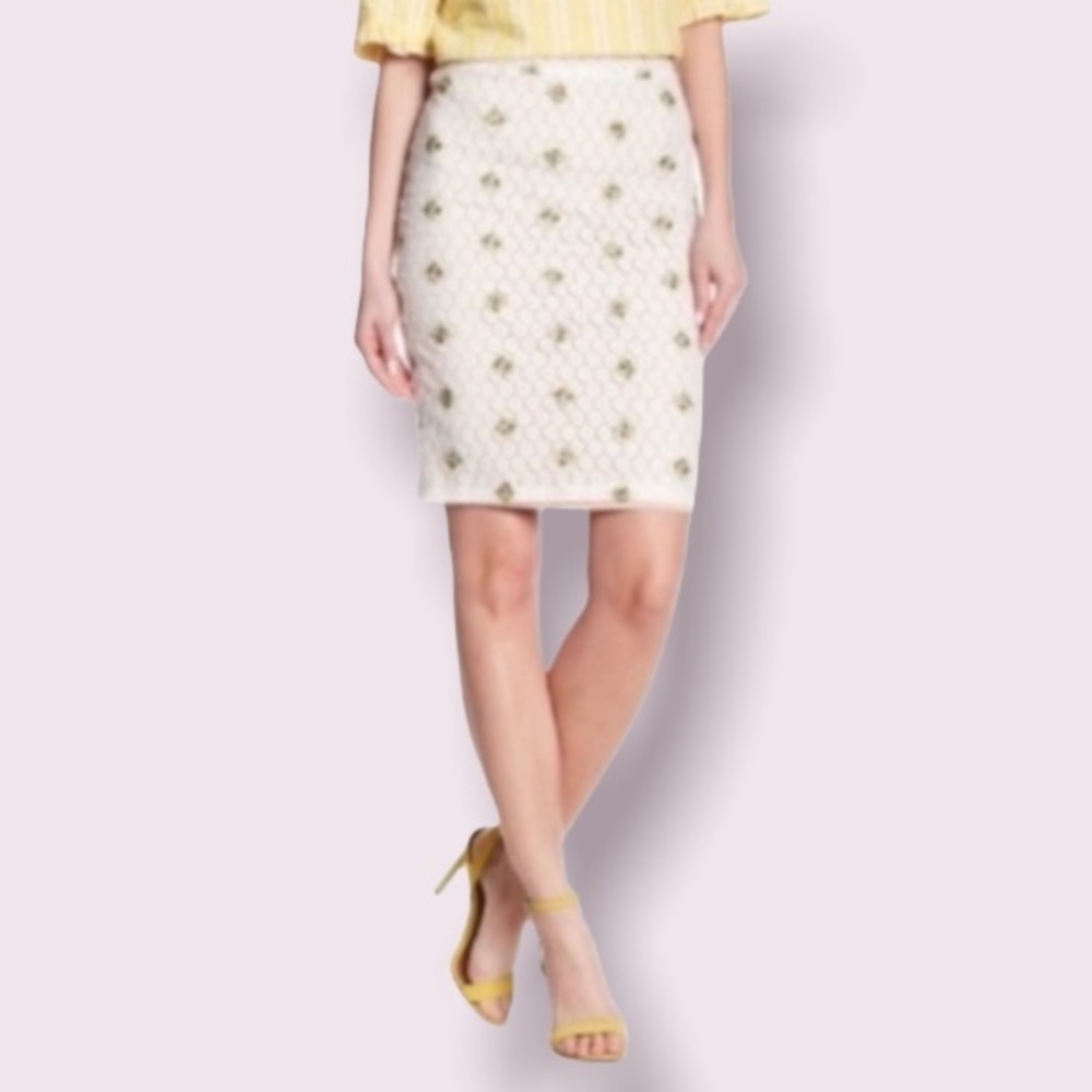 English Factory Embroidered Lace Skirt with Floral Details